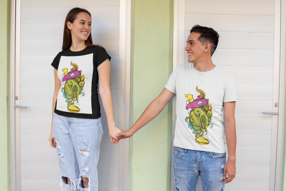 t shirt mockup of a romantic couple looking at each other 30741