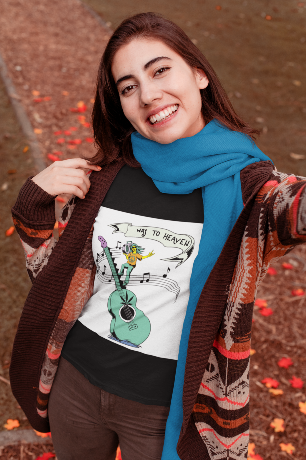 t shirt mockup of a woman taking a selfie in fall 30112 1