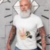 tee mockup featuring a senior man with a white beard and tattoos 28421