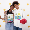 valentine s day mockup of a couple wearing a tee and a hoodie 31224