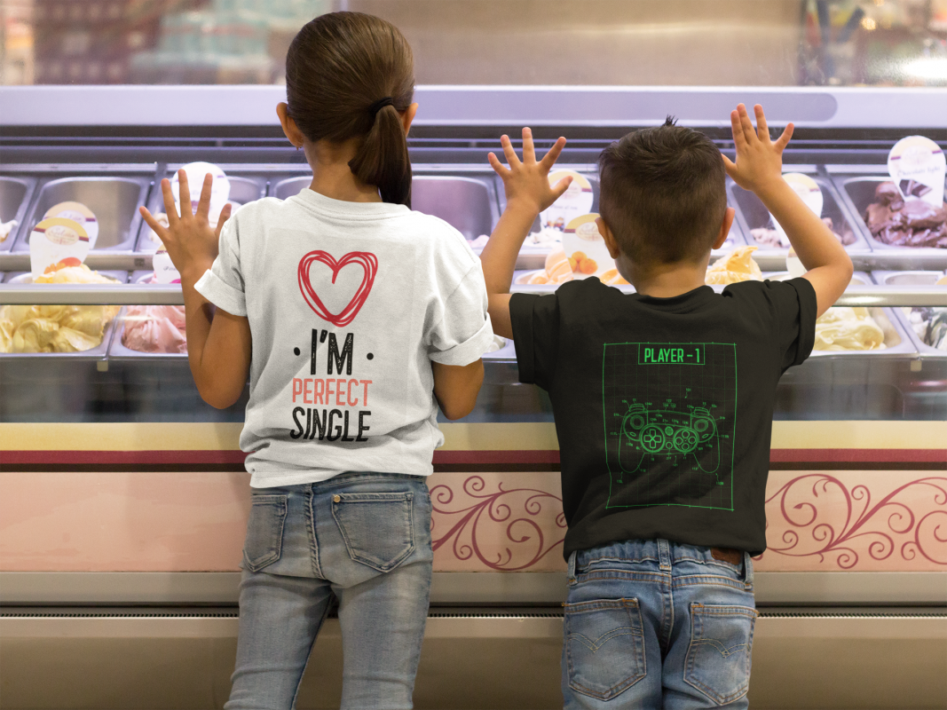 two kids wearing t shirts mockup waiting for ice cream from the back a17617 1067x800 1
